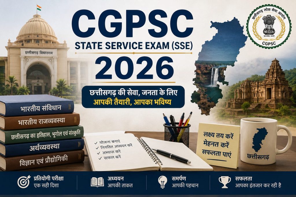 CGPSC State Service Exam (SSE) 2026:छत्तीसगढ़ लोक सेवा आयोग राज्य सेवा परीक्षा (CGPSC SSE) 2026
